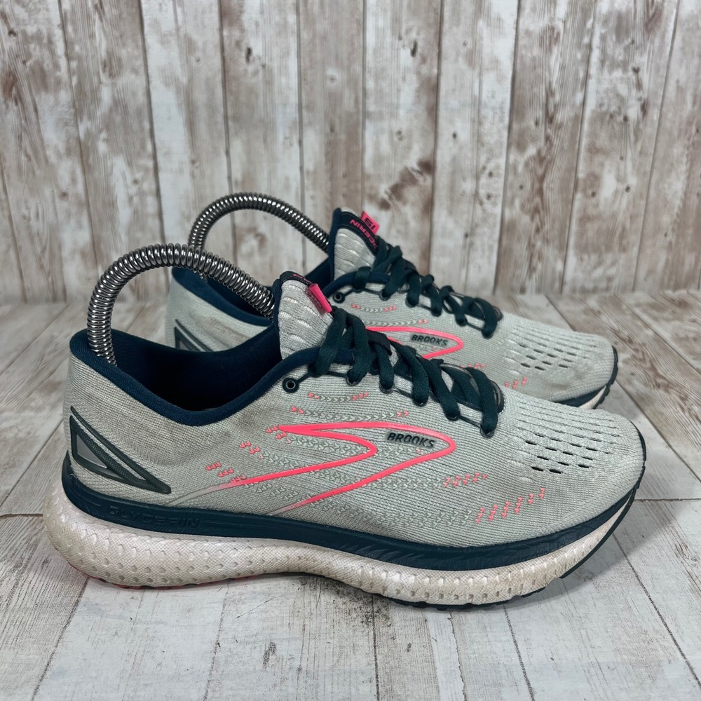 Brooks Glycerin 19 Womens 6.5 Wide D Running Shoes Gray Pink 1203431D110